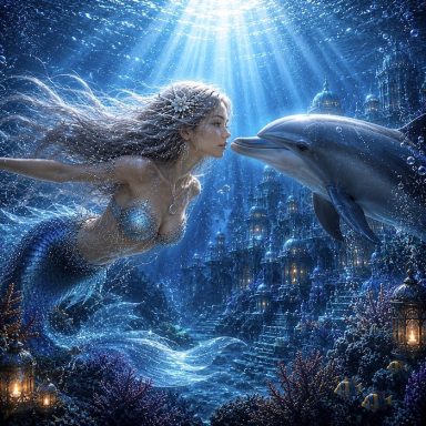 Luna with Sol the Dolphin